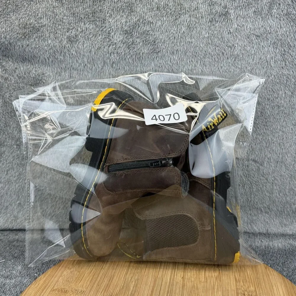 Dr. Martens 2976 J Boots Boys Size 1 Brown Leather Chelsea Zip Lined Ankle